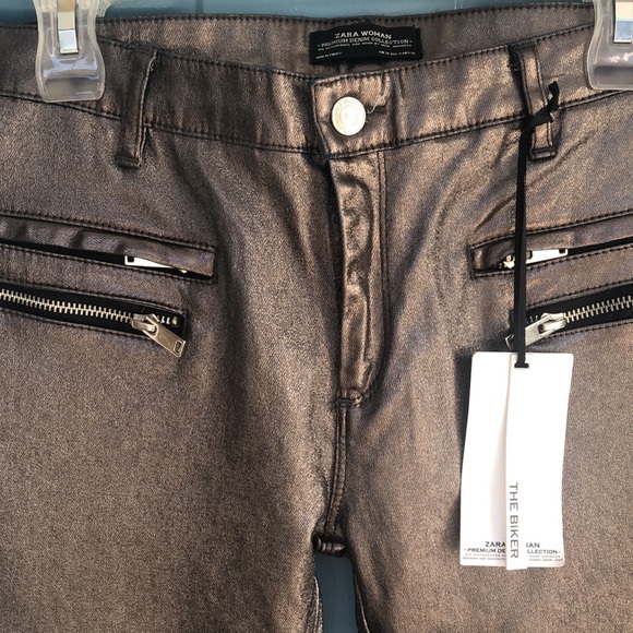 Zara Metallic Biker pants - Picture 4 of 7